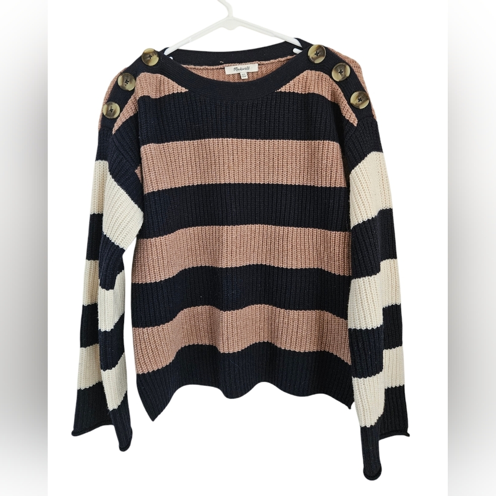 Madewell Calloway Boatneck Pullover Sweater in Stripe Mix Women's Size XXS